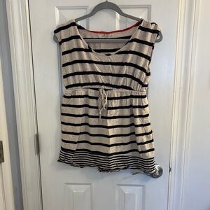 Casual Striped Black and Cream Tunic Top - Maternity